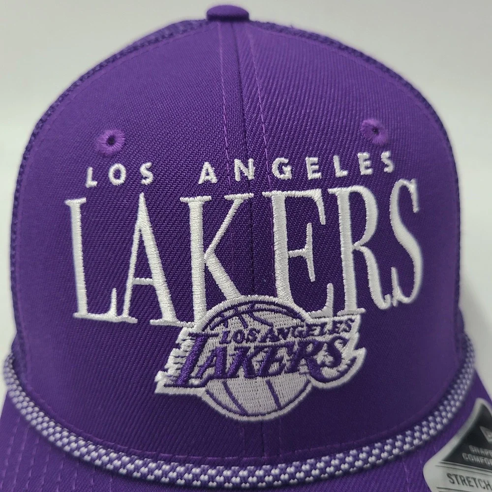 Los Angeles Lakers Hat Snapback Trucker Mesh New Era 9Seventy Purple White Rope